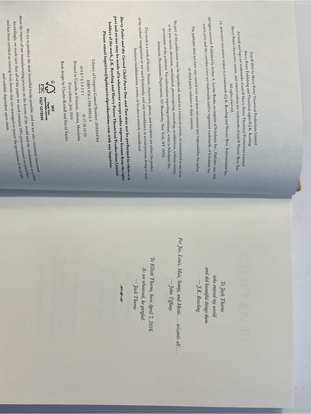 Harry Potter and the Cursed Child (Parts 1 & 2) – First Edition Hardcover Script - Picture 7 of 8